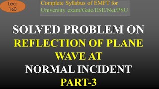 EMFT  Lec 160 Solved Problem on Reflection of Plane Wave at Normal Incident Part 3  R K Classes [upl. by Mehetabel]