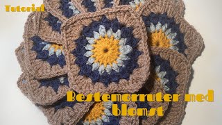 🧵Hvordan hekle bestemorrute med blomst Tutorial [upl. by Nilved654]