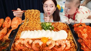 아기가 잠 든 사이 🌙 미소 몰래 신라면 밥까지 말아서 야무지게 먹방 While the baby is Sleep Korean Ramen Mukbang ASMR Ssoyoung [upl. by Welcome966]