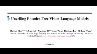 Unveiling EncoderFree VisionLanguage Models [upl. by Ylerebmik]