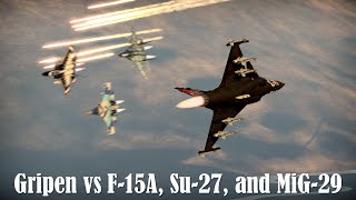 Gripen vs F15A Su27 and MiG29 Dogfight  War Thunder Clip [upl. by Lawlor]