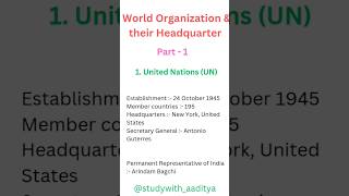 International Organisations amp their Headquarter headquaters [upl. by Urban522]