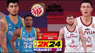 GILAS PILIPINAS vs LATVIA  2K STYLE NBA 2K24 PC GAMEPLAY  FIBA OQT 2024 [upl. by Eelarac]