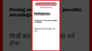 Ambiguous Meaning  Word Meaning  The English Mentor [upl. by Annoyk862]