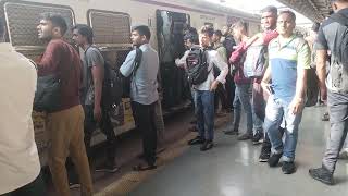 Mumbai local train in the railway station rush public travel to the slow local train 🚂 [upl. by Ykciv415]