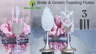 Dollar Tree DIYs Wedding Champagne flutes  DIY Bride and Groom Toasting Glasses [upl. by Akiner]