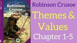 Robinson Crusoe chapter 1 5 Themes and values [upl. by Whetstone972]