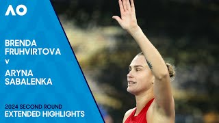 Brenda Fruhvirtova v Aryna Sabalenka Extended Highlights  Australian Open 2024 Second Round [upl. by Derzon]