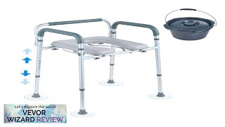 VEVOR Commode Chair Bedside Commode with Padded Seat and Arms 7Level Adjustable Review [upl. by Essam]