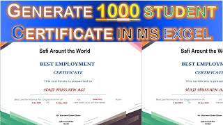 Generate 1000 Certificate in MS ExcelAutomatic Certificate using ms excelAutomatic certificate [upl. by Eentihw904]