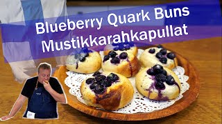 Finnish Blueberry Quark Buns  Mustikkarahkapullat [upl. by Yelda523]