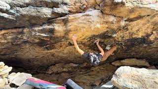 New River Gorge Bouldering  Burnwood Boulders  Pepes Roof Left V10 [upl. by Divad887]