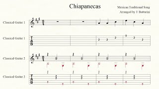 CHIAPANECAS Mexican Traditional arranged for two guitars with tab [upl. by Analahs]