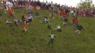 Cheese Rolling at Coopers Hill Gloucestershire  2015 [upl. by Nosrac869]