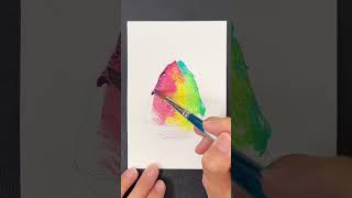 水彩でレインボーなかき氷描くよ イラスト watercolorpainting イラストメイキング 描く動画 水彩イラスト paintingtechniques art [upl. by Bergess]