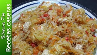 Receta de REPOLLO GUISADO guiso con PECHUGA DE POLLO [upl. by Rush791]