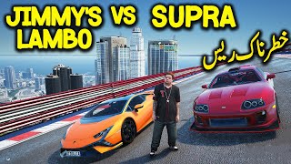 Jimmys Lamborghini VS Supra Intense Race  GTA V  Radiator [upl. by Ahsonek877]