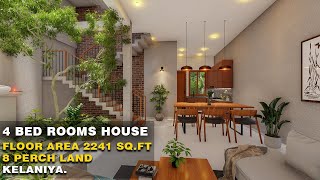 Stunning Natural Look House Design for Narrow Land in Sri Lanka  8 perch  4 bed rooms [upl. by Arbmat]