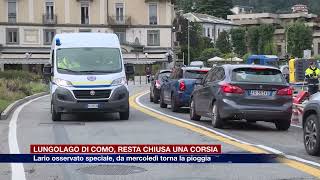 Etg  Lungolago di Como resta chiusa una corsia Da mercoledì torna la pioggia [upl. by Christye]