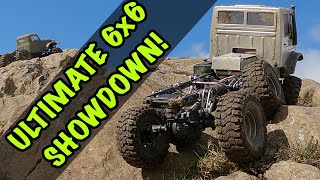 Worlds Best Cantilever 6x6 UNIMOG And Military Vehicle Go To WAR Cross RC Emo NT6 v Traxxas TRX6 [upl. by Kaylil885]