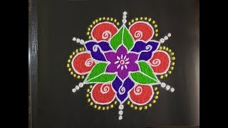 Beautiful Rangoli Design With Colours And Dots 9x5  Simple Rangoli  Diwali Rangoli Design [upl. by Nunes856]