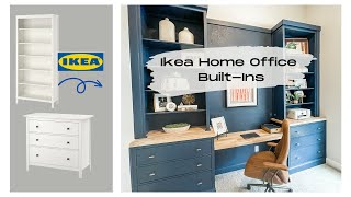 DIY IKEA Hemnes Home Office BuiltIn Desk amp Bookshelf Hack [upl. by Bocoj]