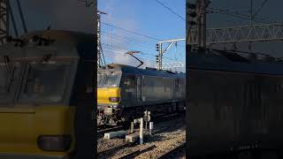 Caledonian Sleeper Class 92018 Passing Crewe [upl. by Lyrej]