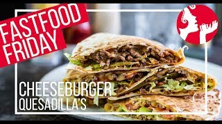 FASTFOOD FRIDAY Cheeseburger Quesadillas  OhMyFoodness [upl. by Jehiah]