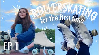 ROLLER SKATING for the FIRST TIME Learning to Roller Skate as a beginner outdoor vlog 2021 [upl. by Fotina]