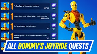 Fortnite Complete Dummys Joyride Quests  How to EASILY Complete Dummys Joyride Quests Challenges [upl. by Heins]