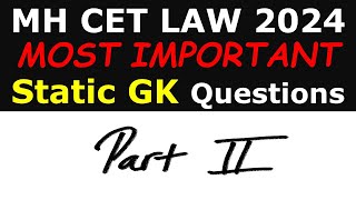 Most Important Static GK Questions for MH CET Law 2024 Part 2 Boost Your ScoreMust Knowmhcetlaw [upl. by Esyli]