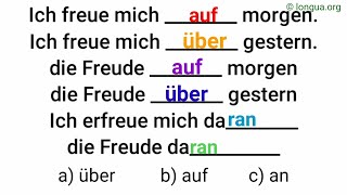 sich freuen auf oder über Verben und Präsentationen erfreuen Präpositionen Aufgaben Mix Übung [upl. by Anu174]