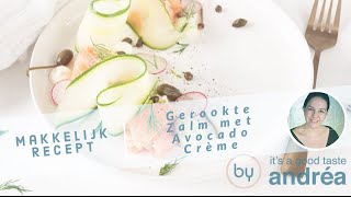 Gerookte zalm met avocado crème koud voorgerecht [upl. by Pengelly]