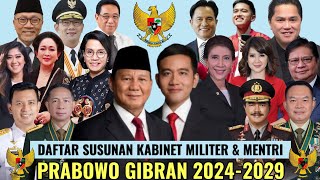 DAFTAR SUSUNAN KABINET MILITER amp MENTRI KABINET PRABOWO GIBRAN 2024 2025 [upl. by Sherie635]