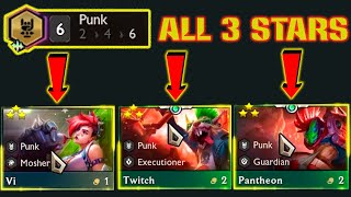 ALL PUNK 3 ⭐⭐⭐ WITH 6 PUNKS  VI  JINX  TWITCH  PANTHEON  TFT SET 10 [upl. by Cottrell]