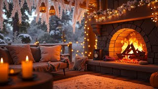 Peaceful Winter Porch Ambience ❄️ Crackling Fireplace Sounds for Relax amp Sleep [upl. by Nitnert]