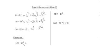 Identités remarquables1  formules de base  développement [upl. by Hsetih]