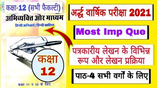 पत्रकारीय लेखन के विभिन्न रूप और लेखन प्रक्रिया  Imp Que Ans  पाठ4 अभिव्यक्ति और माध्यम Class 12 [upl. by Goetz]