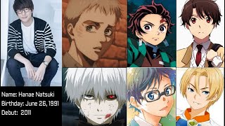 Top 10 roles by Hanae Natsuki Tanjiro Kaneki Arima [upl. by Nageek]