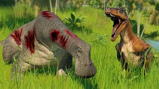 MEGALOSAURUS PACK HUNTING NIGERSAURUS HERD  Jurassic World Evolution 2 [upl. by Bullen531]