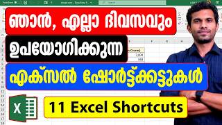 Excel Shortcuts for daily use  Malayalam Tutorial [upl. by Clerissa222]