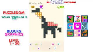 Puzzledom  Blocks Graphics Level 1  50  Walkthrough [upl. by Lrigybab252]