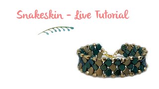 Snake Skin Bracelets with Ginko Beads  Live tutorial with Juliet [upl. by Kieryt]