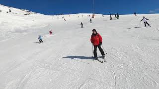 Blue slope in La Plagne resort Paradiski towards Salla Lift  Feb 2023  GoPro POV skiing [upl. by Haidej661]