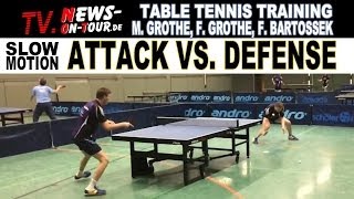 TT SlowMotion ATTACK vs Defense Angriff vs Abwehr  Ballonabwehr  Tischtennis Training [upl. by Annahaj]