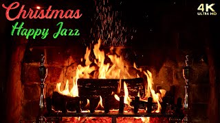 🔥 Christmas Fireplace w Happy Jazz Christmas Music 🔥 Instrumental Upbeat Christmas Jazz Ambience [upl. by Gass]