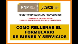 COMO INSCRIBIRSE EN EL RNP BIENES Y SERVICIOS  OSCE [upl. by Llydnek312]