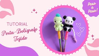 BOLIGRAFOS DECORADOS TEJIDOS A CROCHET  OSITO PANDA Y DINOSAURIO AMIGURUMI [upl. by Enivid]