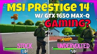 MSI Prestige 14 with GTX 1650 MaxQ  Gaming Results with Undervolt [upl. by Hsivat]