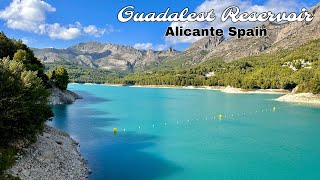 Guadalest Reservoir Drone FootageBlue Lake Alicante Spain [upl. by Humbert222]